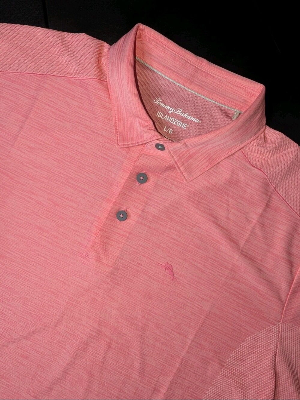 Tommy Bahama Island Zone Performance Golf Polo Large Coral Breathable Casual